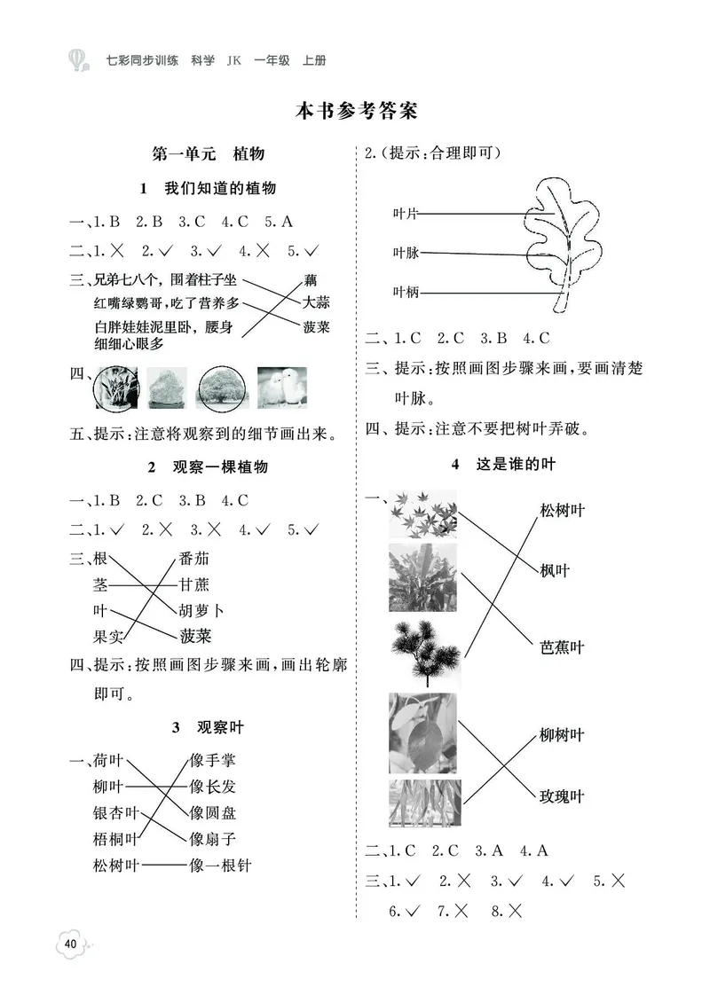《七彩同步训练》科学1年级上册（教科版）_一年级上下册资料_小学一年级学习资料-25年更新版_1-09、小学一年级科学上册_教科版_电子册类