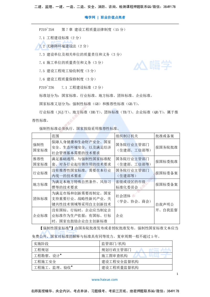 第七章（21）7.1工程建设标准、7.2无障碍环境建设制度、7.3建设单位及相关单位的质量责任和义务_2026年一建法规_2025年一建法规SVIP_02-基础精讲✿高端面授✿深度强化_讲义