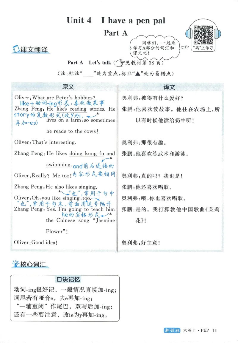 知识梳理英语6_《优翼新领程》25秋英语6年级上册（人教PEP）