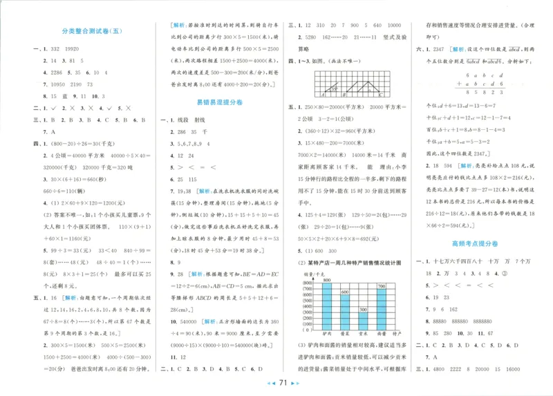 答案_2025秋亮点给力大试卷数学4上RJ
