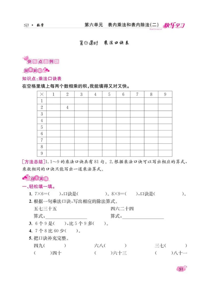 《快乐学习随堂练》数学2年级上册（SJ）_二年级上下册资料_小学二年级学习资料-25年更新版_2-03、小学二年级数学上册_2-3-2、练习题、作业、试题、试卷_苏教版_电子册类
