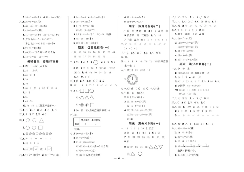 《快乐通关卷》数学1年级下册（RJ）_一年级上下册资料_小学一年级学习资料-25年更新版_1-04、小学一年级数学下册_1-4-2、练习题、作业、试题、试卷_人教版_电子册