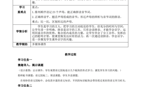 语文园地二（教学设计）-（统编版）_一年级语文上册（统编版）_老课标资料_教学设计