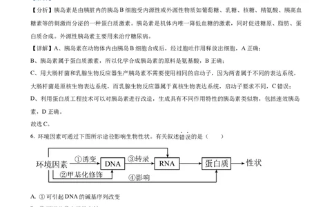 2024年高考生物试卷（天津）（解析卷）_生物历年高考真题_新&middot;Word版2008-2025&middot;高考生物真题_生物（按年份分类）2008-2025_2024&middot;高考生物真题