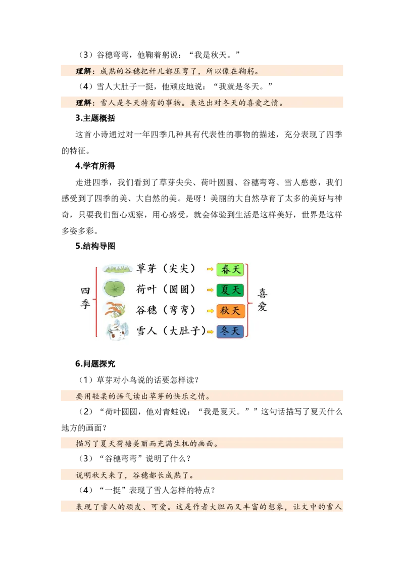 第四单元（知识清单）（统编版）_一年级语文上册（统编版）_单元知识复习专项_2024版