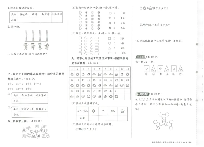 《实验班提优大考卷》数学1年级下册（RJ）_一年级上下册资料_小学一年级学习资料-25年更新版_1-04、小学一年级数学下册_1-4-2、练习题、作业、试题、试卷_人教版_电子册