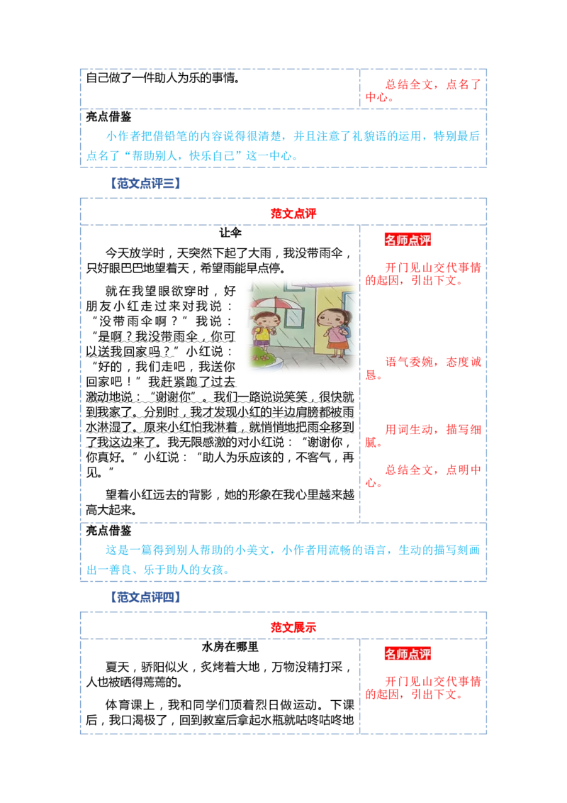 第一单元写话：请你帮个忙（范文点评）-（统编版.2024）_一年级语文下册（统编版）_单元写作能力提升_2025版