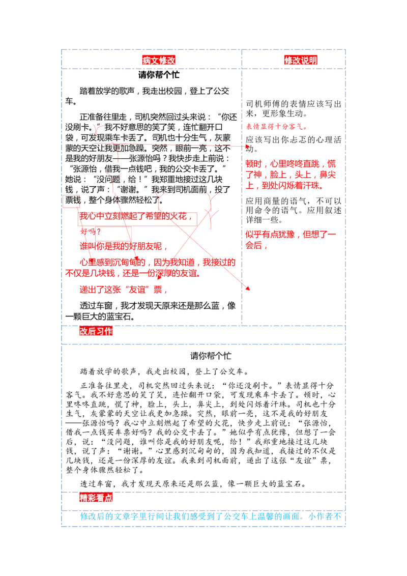 第一单元写话：请你帮个忙（范文点评）-（统编版.2024）_一年级语文下册（统编版）_单元写作能力提升_2025版