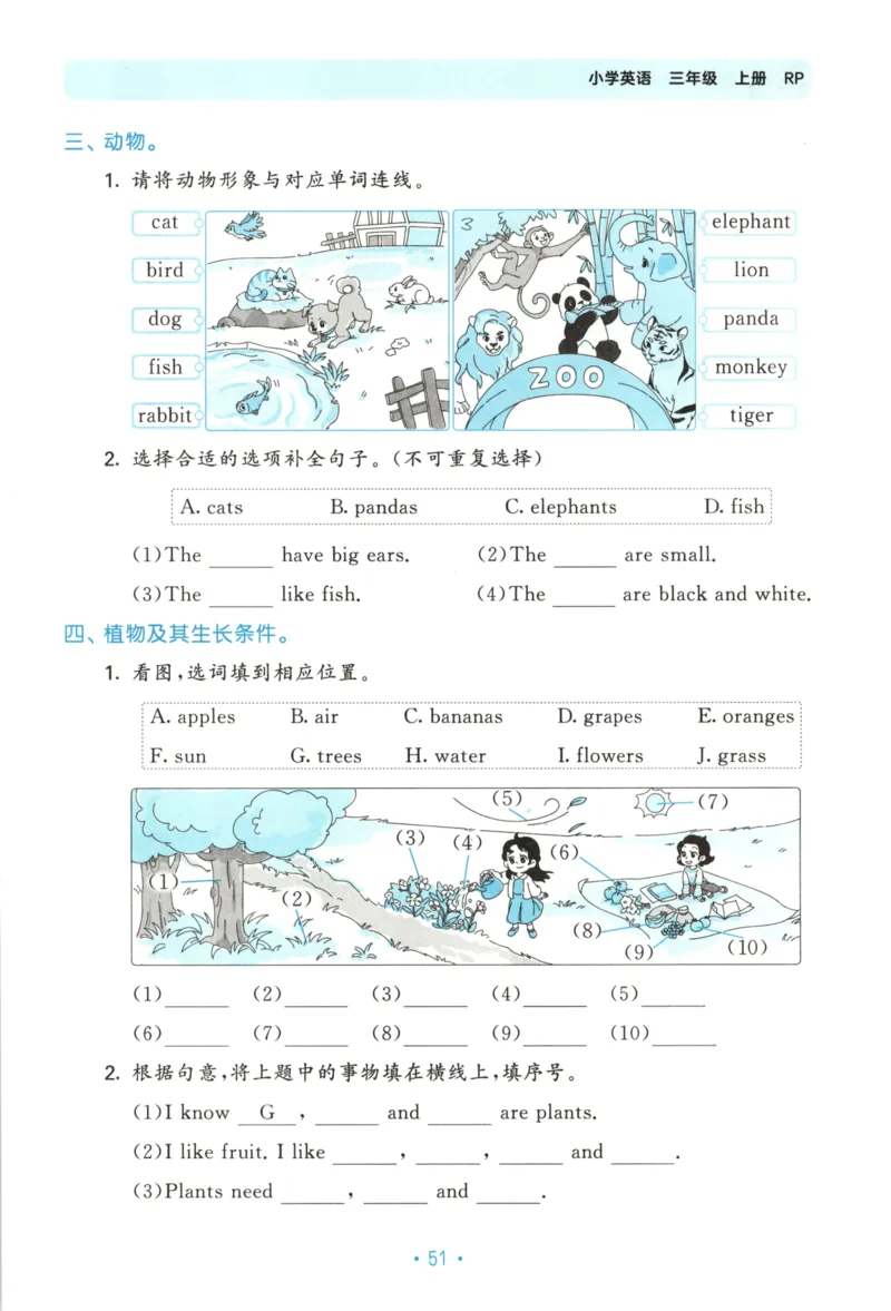 2025秋53单元归类复习英语3上RP_25秋小学语数英习题试卷_英语_人教版_53单元归类复习完整版英语pep25年上册