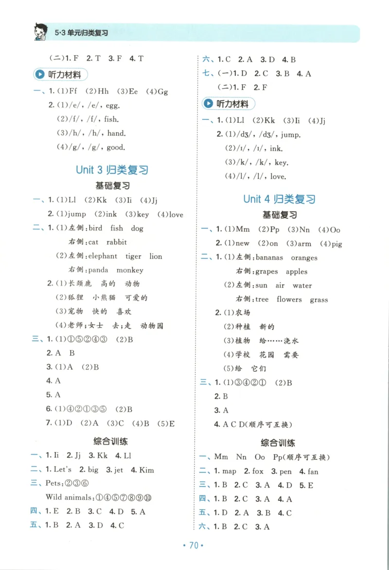 2025秋53单元归类复习英语3上RP_25秋小学语数英习题试卷_英语_人教版_53单元归类复习完整版英语pep25年上册