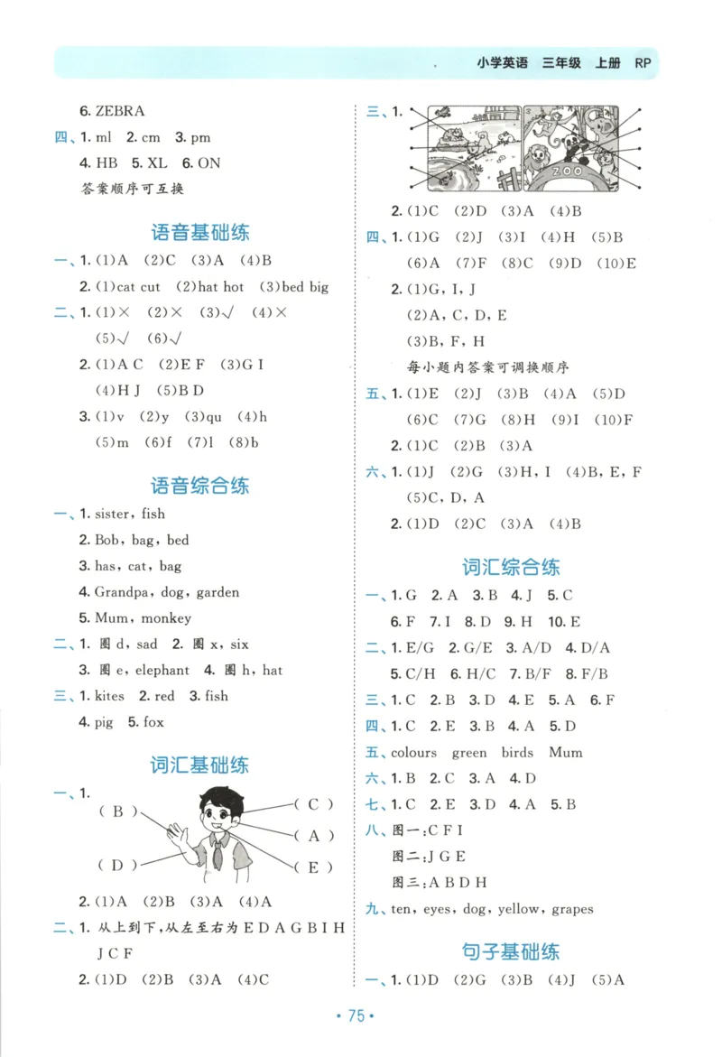 2025秋53单元归类复习英语3上RP_25秋小学语数英习题试卷_英语_人教版_53单元归类复习完整版英语pep25年上册