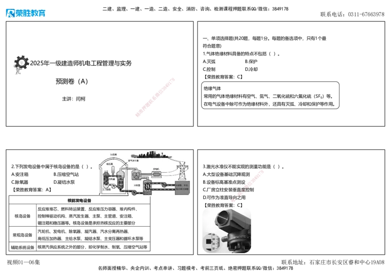 视频01&mdash;06集2025一建机电预测A卷讲义（可打印版）_2026年一级建造师_2026年一建机电_2025年一建机电SVIP_05-考前密训✿央企特训✿机构普押_17-机电《预测AB卷》闫柯RS_讲义