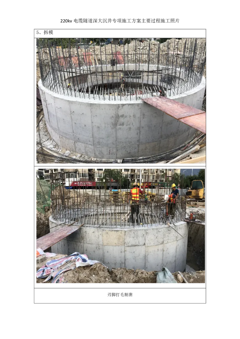 工程主要施工过程照片_2021-2023年优秀施组方案_施工方案_220kv管廊隧道深大沉井施工安全专项方案