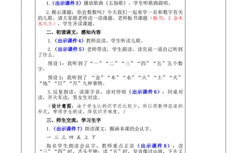 识字2金木水火土优质版教案_一年级语文上册（统编版）_全套教学资源_课件+教案_1.第一单元_识字2金木水火土_教案