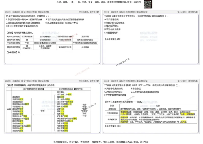 项目管理模拟试卷1参考答案_2026年一级建造师_2026年一建管理_2025年一建管理SVIP_02-基础精讲✿高端面授✿深度强化_28-管理《自营全系班》赵爱林SMR推荐