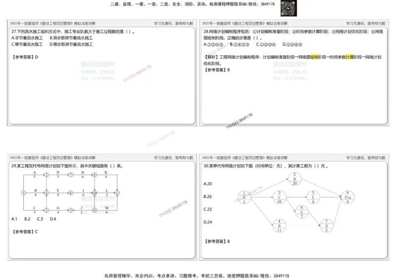 项目管理模拟试卷1参考答案_2026年一级建造师_2026年一建管理_2025年一建管理SVIP_02-基础精讲✿高端面授✿深度强化_28-管理《自营全系班》赵爱林SMR推荐