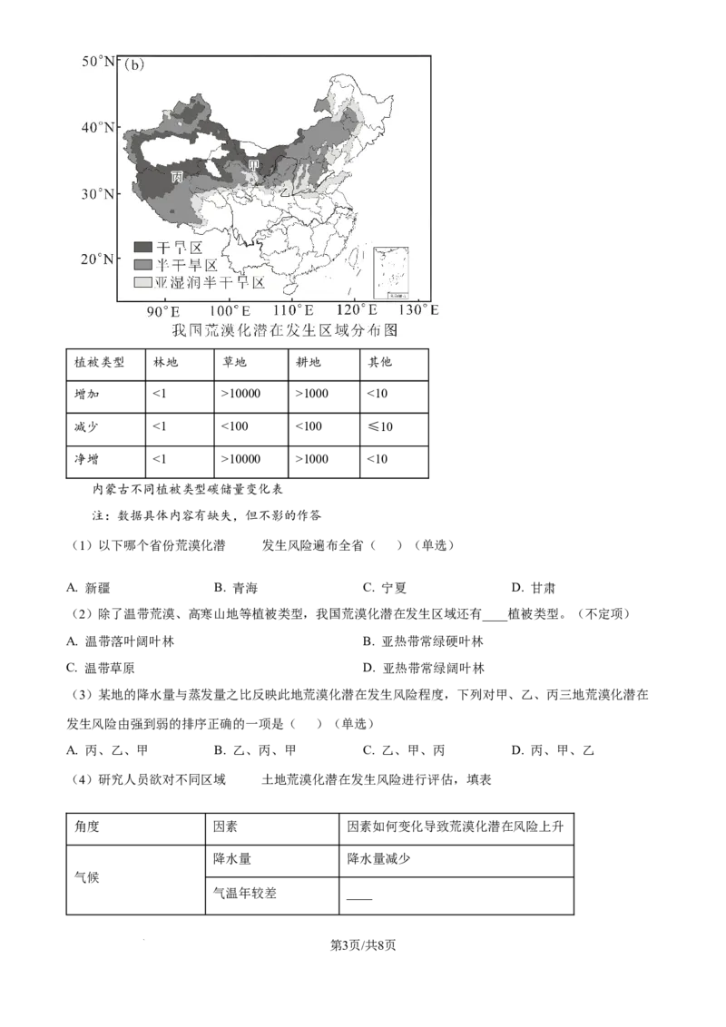 2025年高考地理试卷（上海卷）（空白卷）_地理历年高考真题_新&middot;Word版2008-2025&middot;高考地理真题_地理（按年份分类）2008-2025_2025&middot;地理高考真题