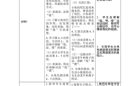 21《小壁虎借尾巴》导学案_一年级语文下册（统编版）_老课标资料_教案反思+导学案_表格式_1版表格式导学案