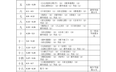 语文一年级下册教学进度表_一年级语文下册（统编版）_老课标资料_一年级下册全套课件资料_教学进度表与教材分析