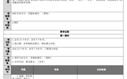 20.咕咚_一年级语文下册（统编版）_老课标资料_教案反思+导学案_表格式_2版表格式导学案_第八单元
