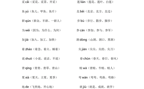 第五单元（知识清单）-（统编版）_一年级语文上册（统编版）_知识清单_第一套