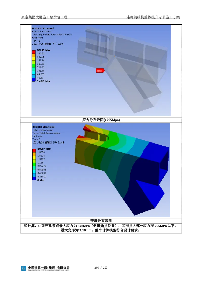 康泰集团大厦施工总承包工程-钢结构连廊专项施工方案-正文_2021-2023年优秀施组方案_施工方案_方案36-连廊钢结构整体提升专项施工方案