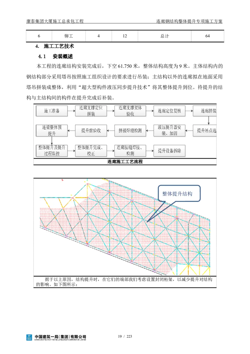 康泰集团大厦施工总承包工程-钢结构连廊专项施工方案-正文_2021-2023年优秀施组方案_施工方案_方案36-连廊钢结构整体提升专项施工方案