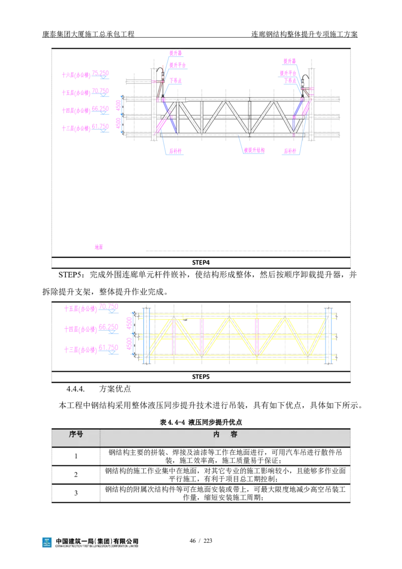 康泰集团大厦施工总承包工程-钢结构连廊专项施工方案-正文_2021-2023年优秀施组方案_施工方案_方案36-连廊钢结构整体提升专项施工方案