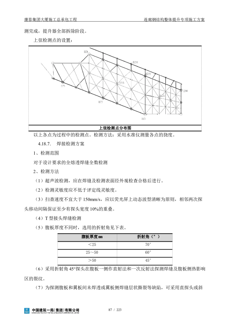 康泰集团大厦施工总承包工程-钢结构连廊专项施工方案-正文_2021-2023年优秀施组方案_施工方案_方案36-连廊钢结构整体提升专项施工方案