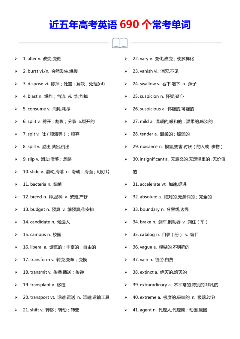 英语37近五年高考英语690个常考难词_S054高中英语备考必备学习资料包