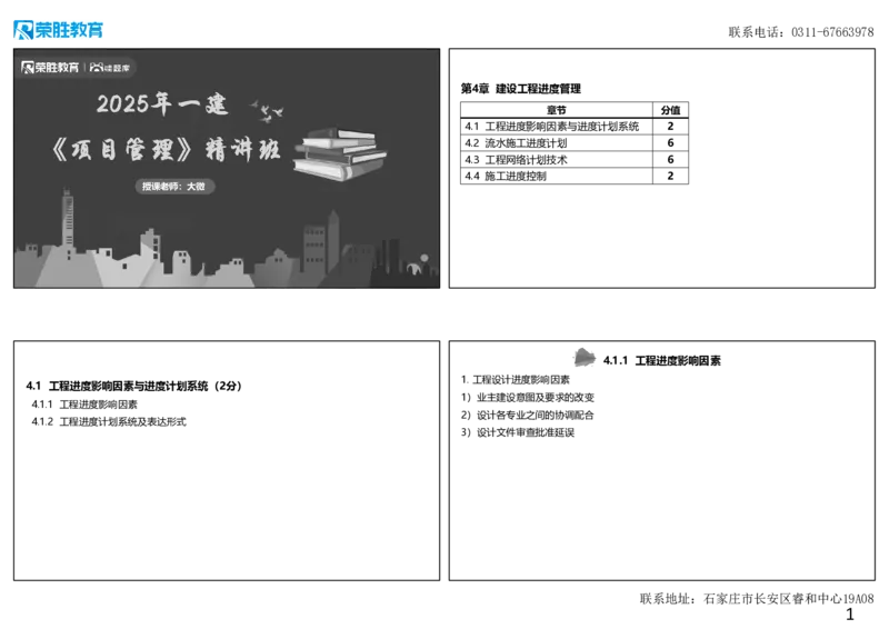 视频26集4.1工程进度影响因素与进度计划系统（可打印版）_2026年一级建造师_2026年一建管理_2025年一建管理SVIP_02-基础精讲✿高端面授✿深度强化_13-管理《教材精讲班》大微RS