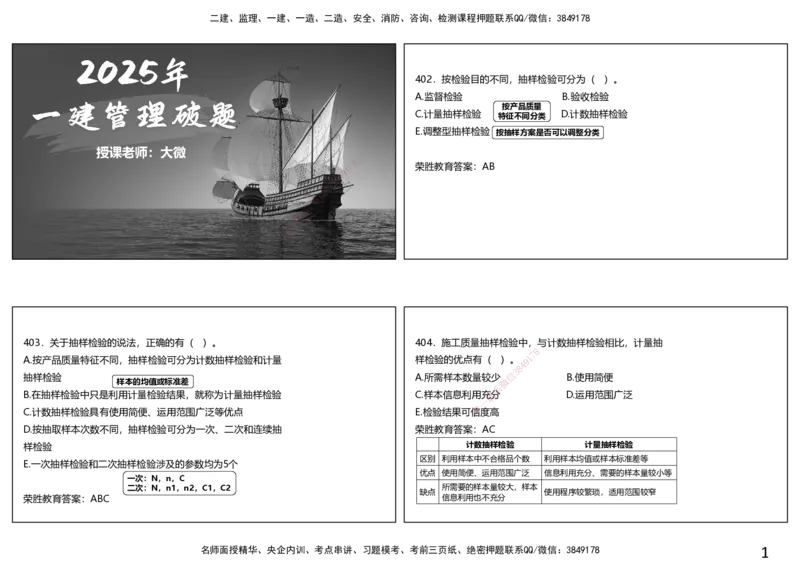 视频21&mdash;22集2025一建项目管理破题第402&mdash;465题（可打印版）_2026年一级建造师_2026年一建管理_2025年一建管理SVIP_03-习题精析✿实战特训✿模考通关_14-管理《破题提升班》大微RS