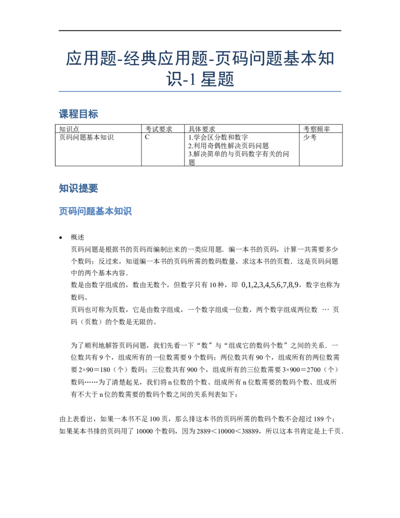 《应用题》经典页码问题基本知识-1星题（含解析）全国通用版_小学数学母题大全一二三四五六年级上下册一题多解题母题解_《经典应用题》（含详解）