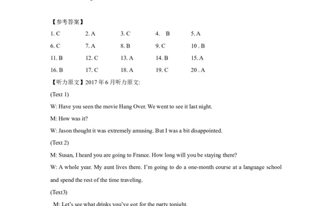 2017年高考英语试卷（浙江）（6月）（解析卷）_英语历年高考真题_新&middot;Word版2008-2025&middot;高考英语真题_英语（按省份分类）2008-2025_2008-2025&middot;（浙江）英语高考真题