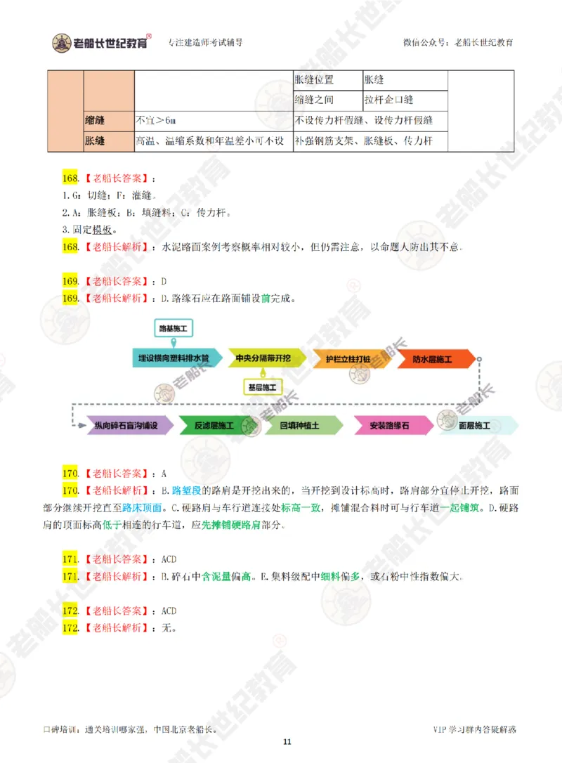 老船长一建公路&mdash;&mdash;点题强化直播-答案（合订版）_2026年一级建造师_2026年一建公路_2025年一建公路SVIP_04-冲刺串讲✿考点强化✿小灶集训_讲义