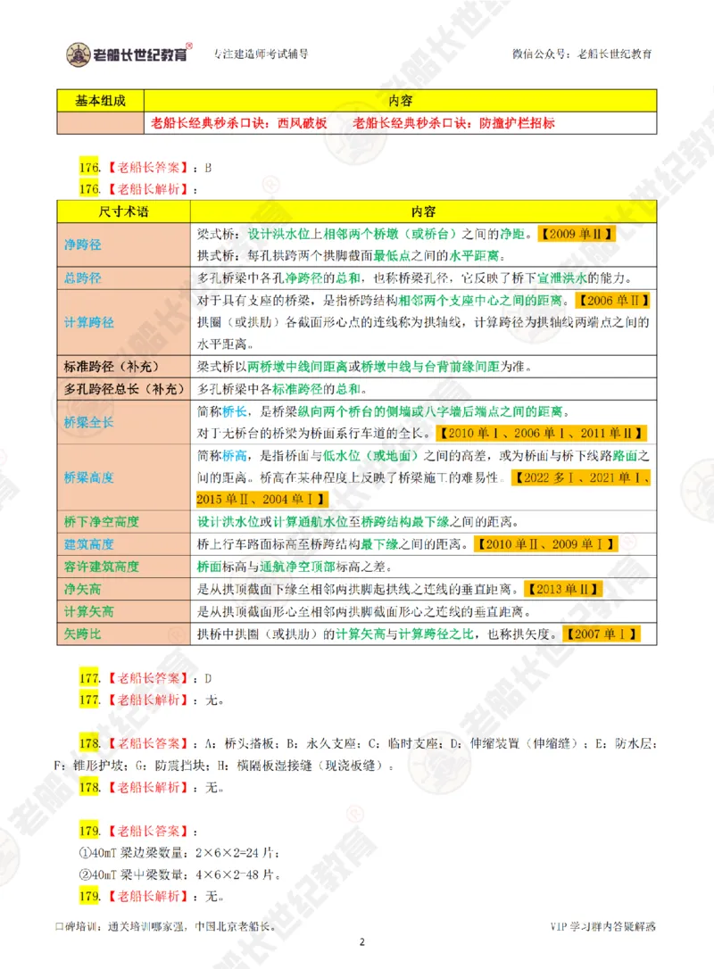 老船长一建公路&mdash;&mdash;点题强化直播-答案（合订版）_2026年一级建造师_2026年一建公路_2025年一建公路SVIP_04-冲刺串讲✿考点强化✿小灶集训_讲义