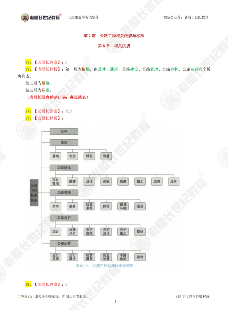 老船长一建公路&mdash;&mdash;点题强化直播-答案（合订版）_2026年一级建造师_2026年一建公路_2025年一建公路SVIP_04-冲刺串讲✿考点强化✿小灶集训_讲义