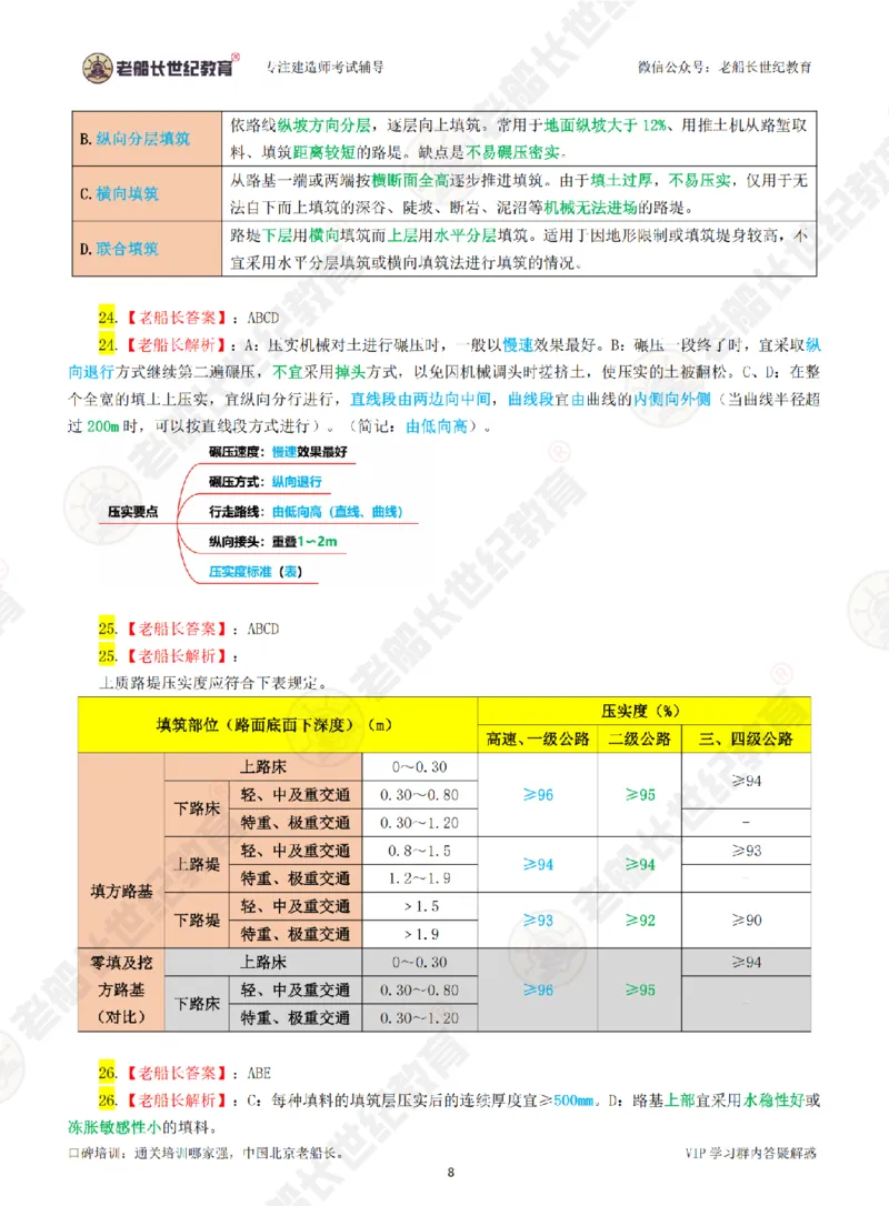 老船长一建公路&mdash;&mdash;点题强化直播-答案（合订版）_2026年一级建造师_2026年一建公路_2025年一建公路SVIP_04-冲刺串讲✿考点强化✿小灶集训_讲义