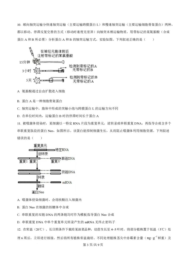 2025年高考生物试卷（湖南卷）（空白卷）_生物历年高考真题_新&middot;PDF版2008-2025&middot;高考生物真题_生物（按年份分类）2008-2025_2025&middot;高考生物真题