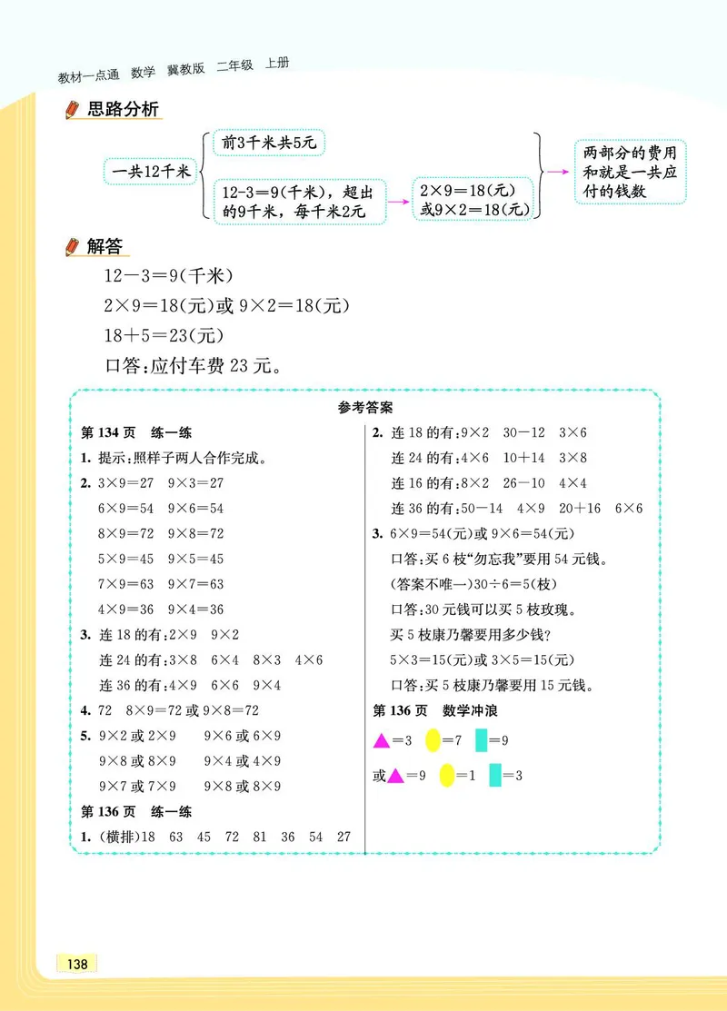 《教材一点通》数学2年级上册（JJ）_二年级上下册资料_小学二年级学习资料-25年更新版_2-03、小学二年级数学上册_2-3-2、练习题、作业、试题、试卷_冀教版_电子册类