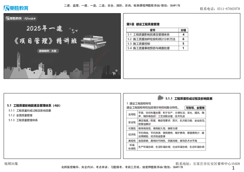 视频36集5.1工程质量影响因素及管理体系（可打印版）_2026年一级建造师_2026年一建管理_2025年一建管理SVIP_02-基础精讲✿高端面授✿深度强化_13-管理《教材精讲班》大微RS_讲义
