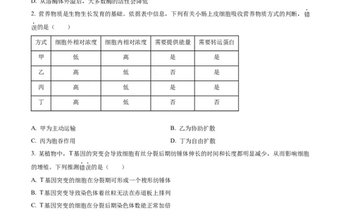 2024年高考生物试卷（江西）（空白卷）_生物历年高考真题_新&middot;Word版2008-2025&middot;高考生物真题_生物（按年份分类）2008-2025_2024&middot;高考生物真题