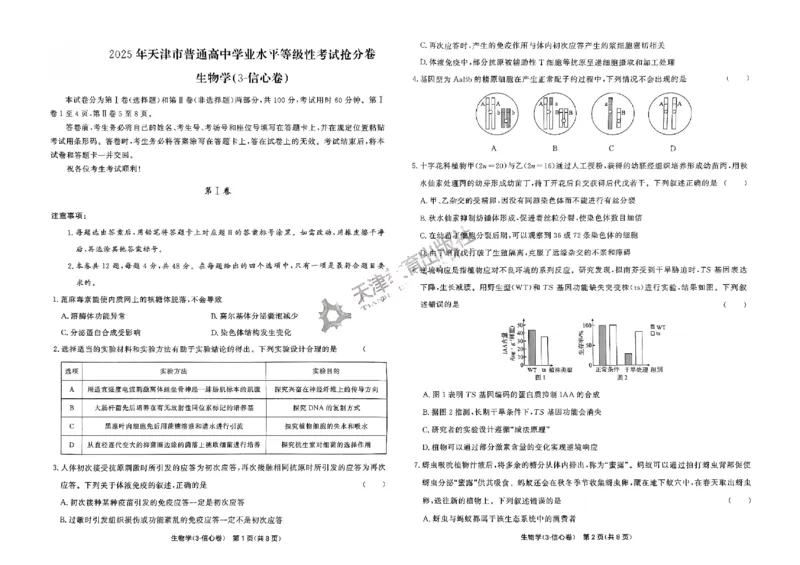 2025《一飞冲天&bull;高考抢分卷》生物_2025高中教辅（后续还会更新新习题试卷）_《一飞冲天高考抢分卷》2025版