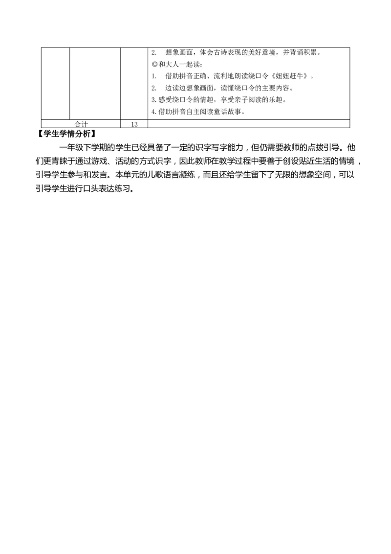 第四单元（单元解读）-（统编版）_一年级语文下册（统编版）_老课标资料_单元解读