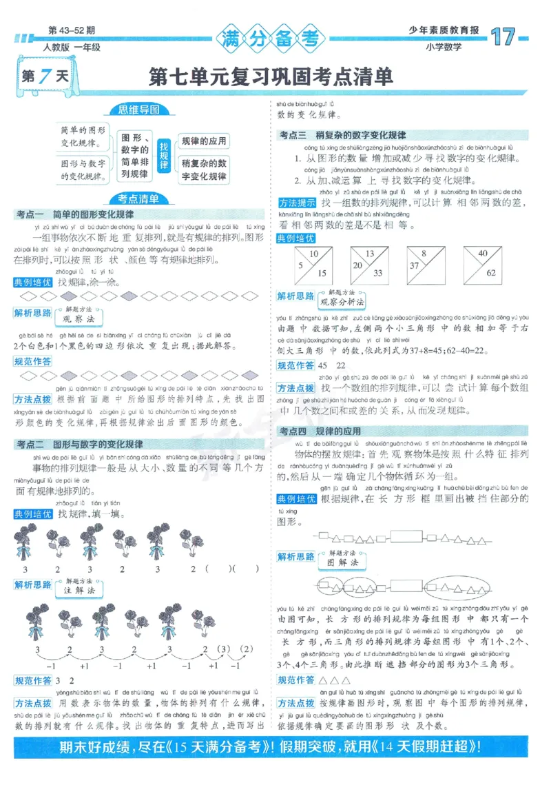 《少年素质教育报》15天满分备考2024春数学1年级下册（RJ）_一年级上下册资料_小学一年级学习资料-25年更新版_1-04、小学一年级数学下册_1-4-2、练习题、作业、试题、试卷_人教版_电子册
