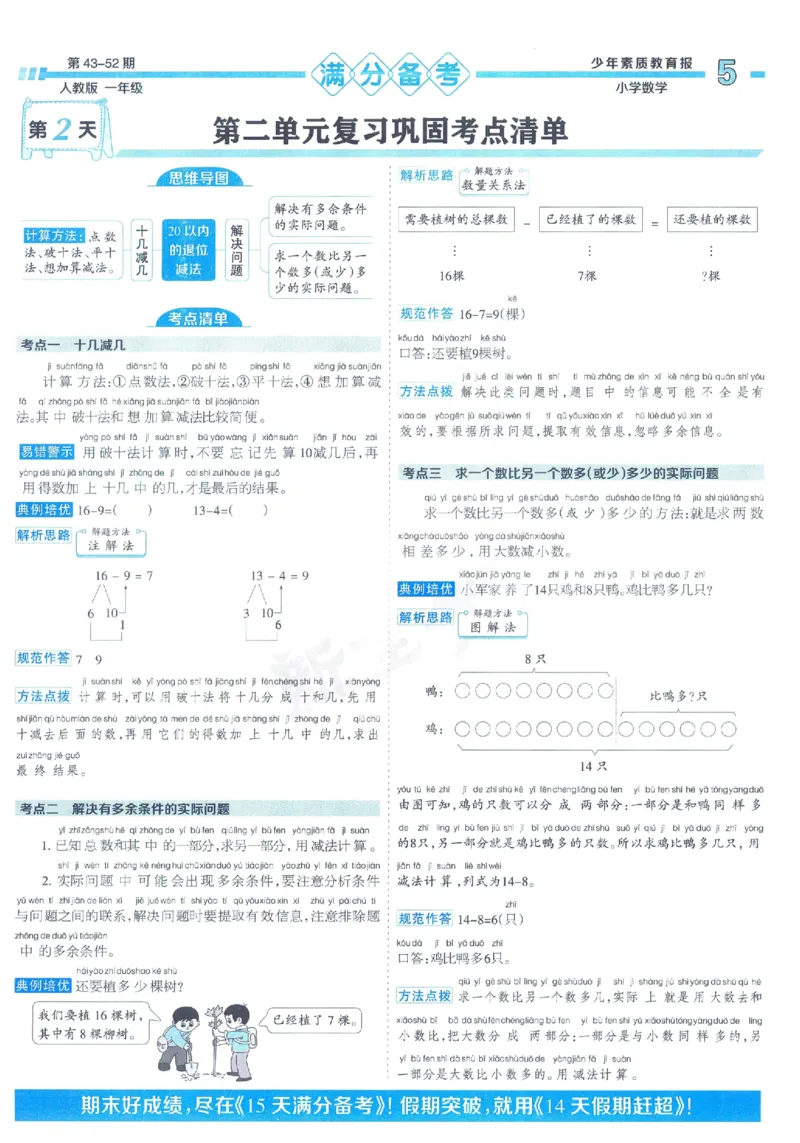 《少年素质教育报》15天满分备考2024春数学1年级下册（RJ）_一年级上下册资料_小学一年级学习资料-25年更新版_1-04、小学一年级数学下册_1-4-2、练习题、作业、试题、试卷_人教版_电子册