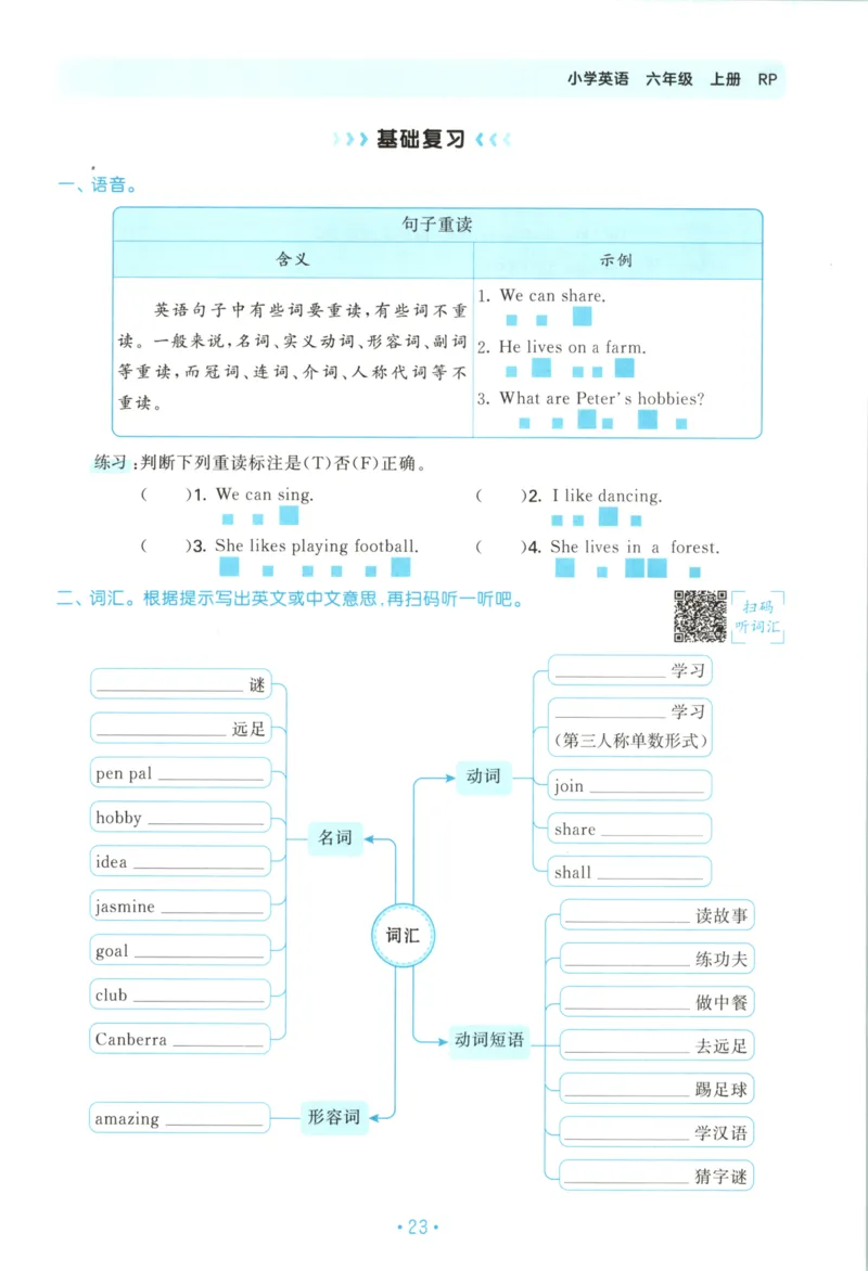 2025秋53单元归类复习英语6上RP_25秋小学语数英习题试卷_英语_人教版_53单元归类复习完整版英语pep25年上册
