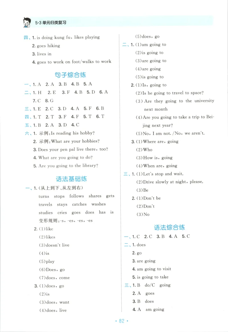 2025秋53单元归类复习英语6上RP_25秋小学语数英习题试卷_英语_人教版_53单元归类复习完整版英语pep25年上册