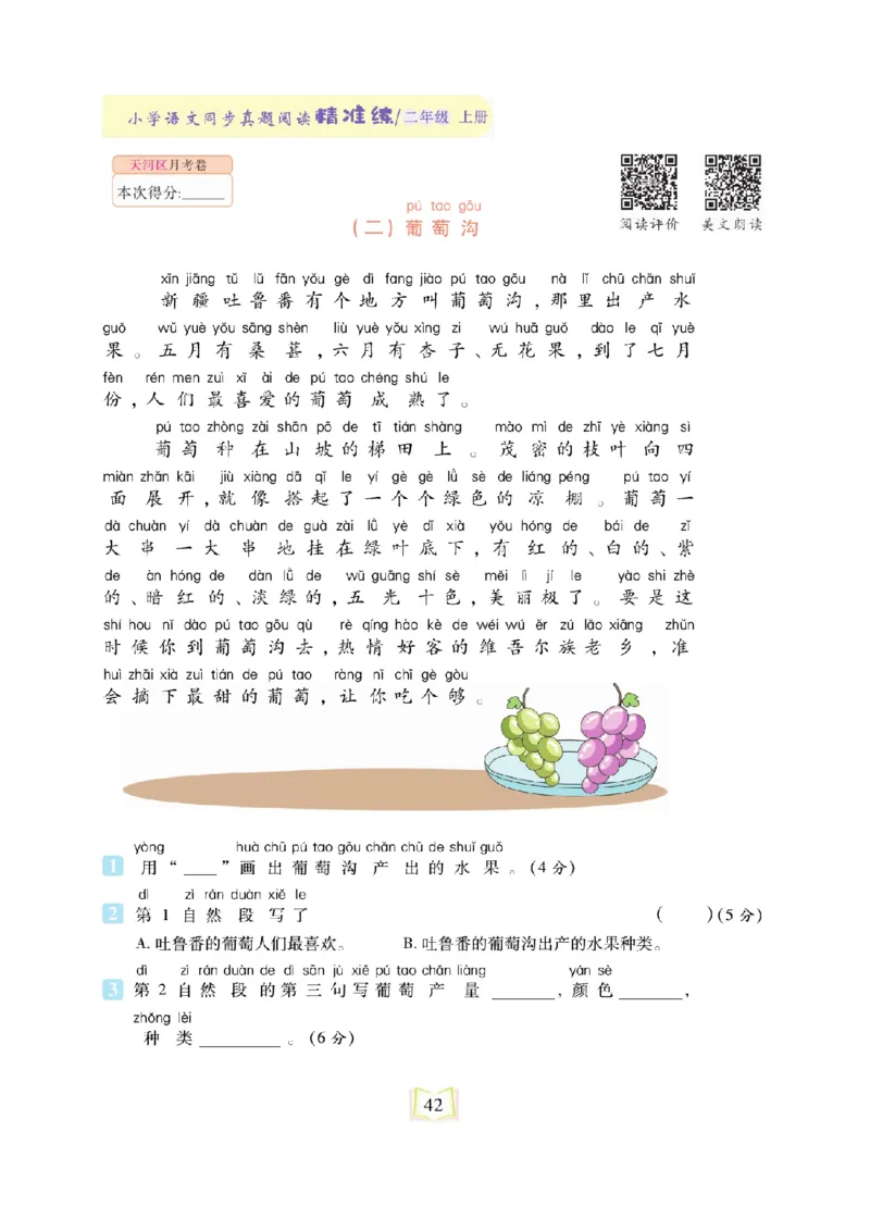 《同步真题阅读精准练》语文2年级上册（RJ）_二年级上下册资料_小学二年级学习资料-25年更新版_2-01、小学二年级语文上册_2-1-2、练习题、作业、试题、试卷_电子册类