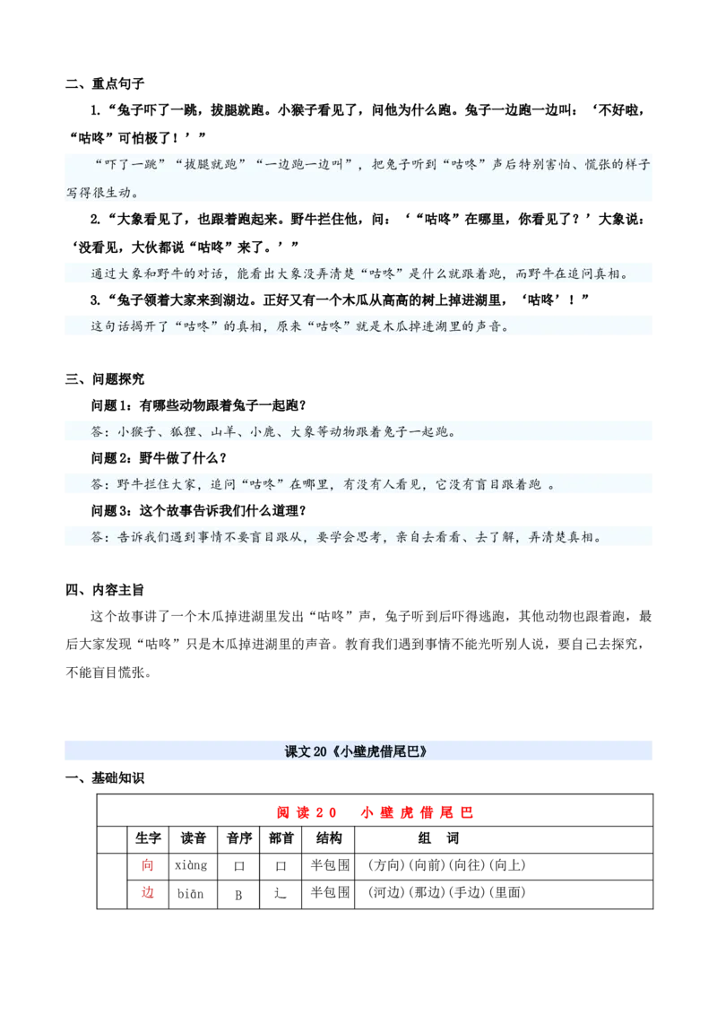 第八单元（知识清单）-（统编版&middot;2024）_一年级语文下册（统编版）_期末总复习